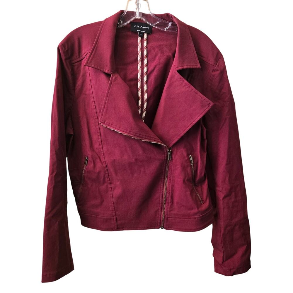 Eden Society 1X Dark Red/Maroon/Burgundy Moto Jacket [0473]